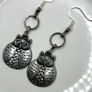 Gunmetal Owl Earrings.